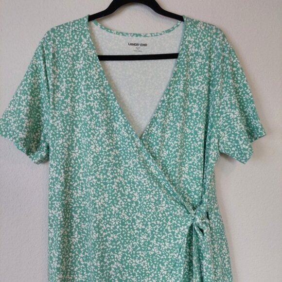 Land's End Cotton Modal Floral Vneck Wrap Midi Dress Size XLP - Picture 4 of 11